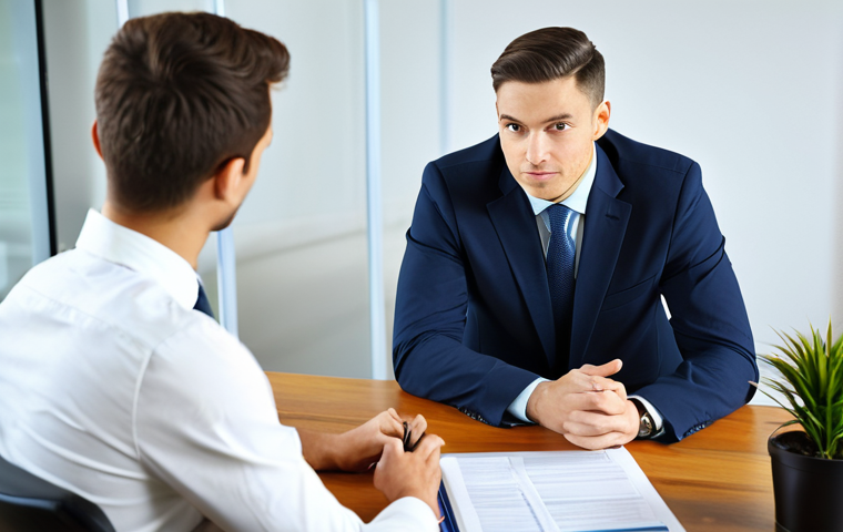A professional male financial consultant with a kind, attentive expression, wearing a modest business suit, fully clothed, appropriate attire. He is seated at a polished wooden desk in a bright, modern office, subtly leaning forward to listen empathetically to an unseen client, conveying active listening and trustworthiness. The background features soft lighting and a potted plant, creating a comfortable atmosphere. perfect anatomy, correct proportions, natural pose, well-formed hands, proper finger count, natural body proportions, professional photography, high quality, safe for work, appropriate content, fully clothed, professional, family-friendly.