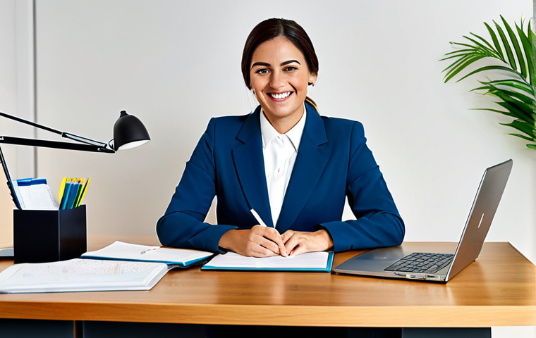 AFP 시험 공부를 위한 시간 관리 방법 - **

"A professional woman in a modest business suit, sitting at a tidy desk in a bright, modern home...