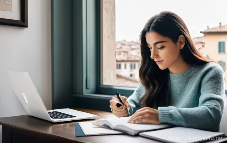 AFP 시험 준비를 위한 유튜브 추천 - **Prompt:** A young Italian woman in her early twenties, with long, dark hair, sits comfortably at a...