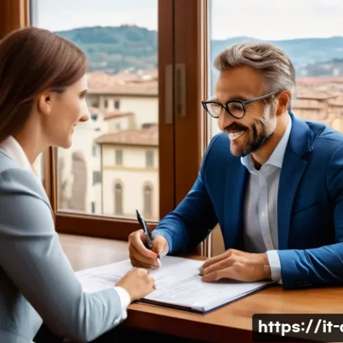 자산관리사가 말하는 고객 관리 방법 - A professional financial advisor in a modern Italian office setting, attentively listening to a midd...