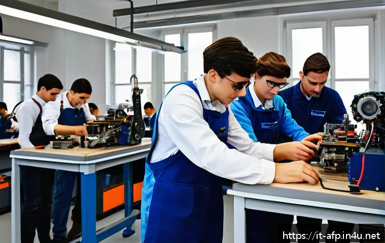 AFP 자격증의 취업률 통계 - A professional Italian vocational training center classroom scene, showing diverse young adults atte...
