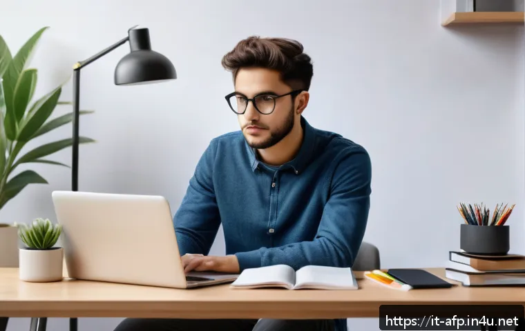 AFP 자격증 공부와 병행 가능한 직업 - A young Italian student sitting at a tidy, well-lit study desk in a modern apartment, wearing casual...