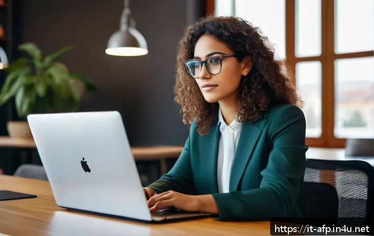 AFP 시험을 준비하면서 실무에 적용하기 - A modern Italian office scene with a young professional woman wearing business casual attire and eye...