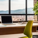 Home 23 AFP 시험 준비를 위한 자기 주도 학습법 - A cozy, well-lit study room designed for focused learning, featuring a modern wooden desk with a lap...