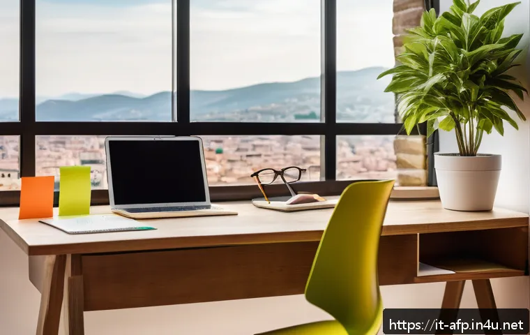 AFP 시험 준비를 위한 자기 주도 학습법 - A cozy, well-lit study room designed for focused learning, featuring a modern wooden desk with a lap...